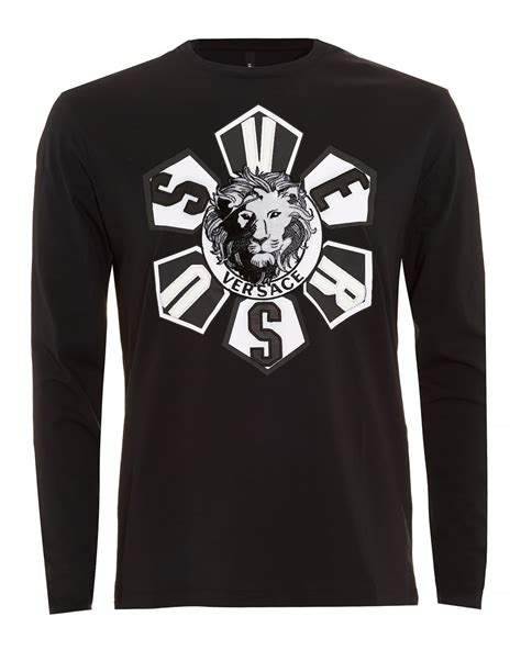 versace black lion shirt|Versace long sleeve t shirt.